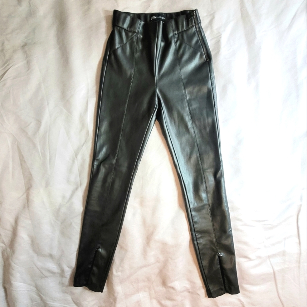 Zara High Waist Faux Leather Leggings Size XS